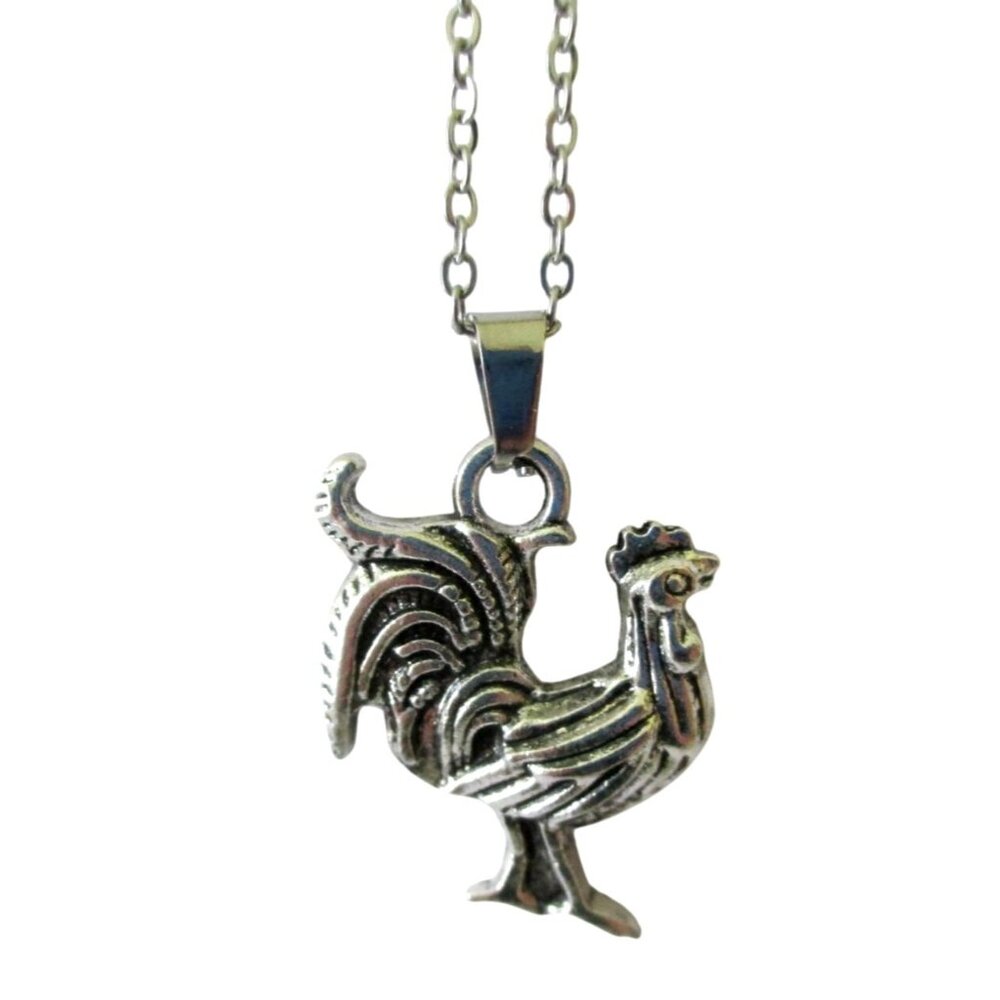 New Rooster Pendant Necklace W/ 18" Stainless Chain Bird Farm Jewelry Gift